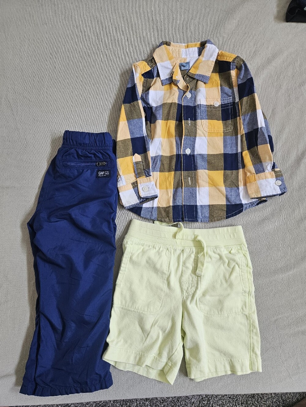 Baby Gap Toddler Boy Size 2T Bundle - Plaid Shirt, Playground Pants & Shorts .